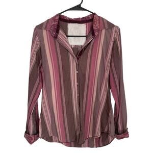 Cino Top Womens XS Red Pink Southwestern Western Stripe Boho Contrast Cuff